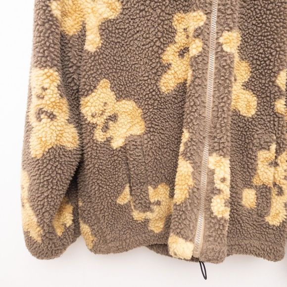 Aelfric Eden Teddy Bear Print Sherpa Hoodie Jacket Size Small - Picture 6 of 11